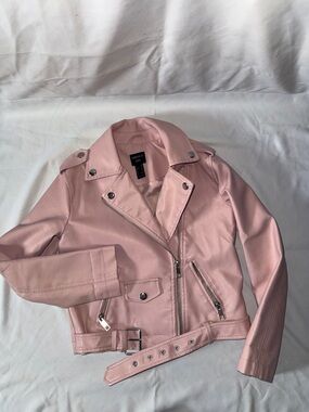 Forever 21 Blush Pink Faux Leather Moto Jacket